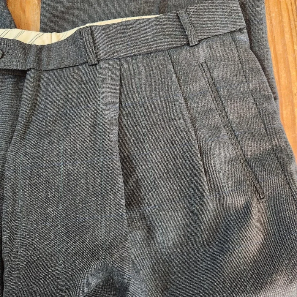 Bleiche Switzerland John Edward Mens Double Breasted Wool Suit 44R Pleats Cuffed